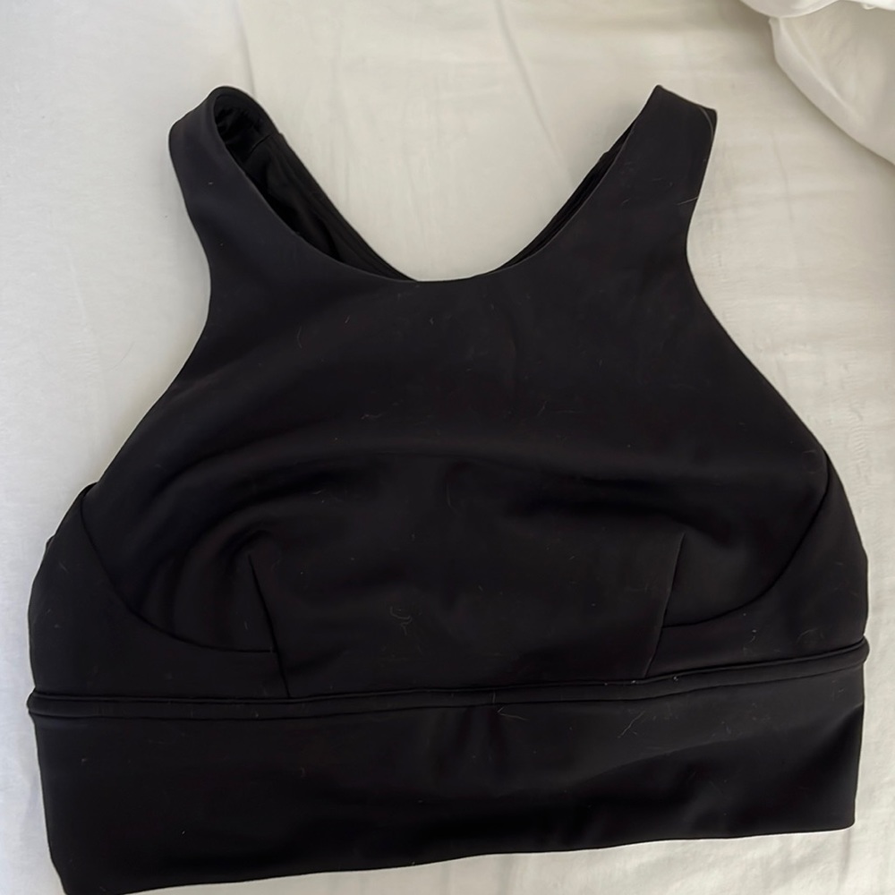 Black lululemon high neck sports bra